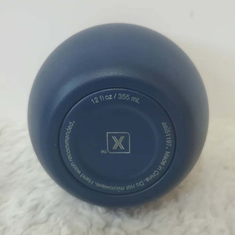 Navy Blue Silver Stainless Steel Stemless Wine Tumbler 12 Oz